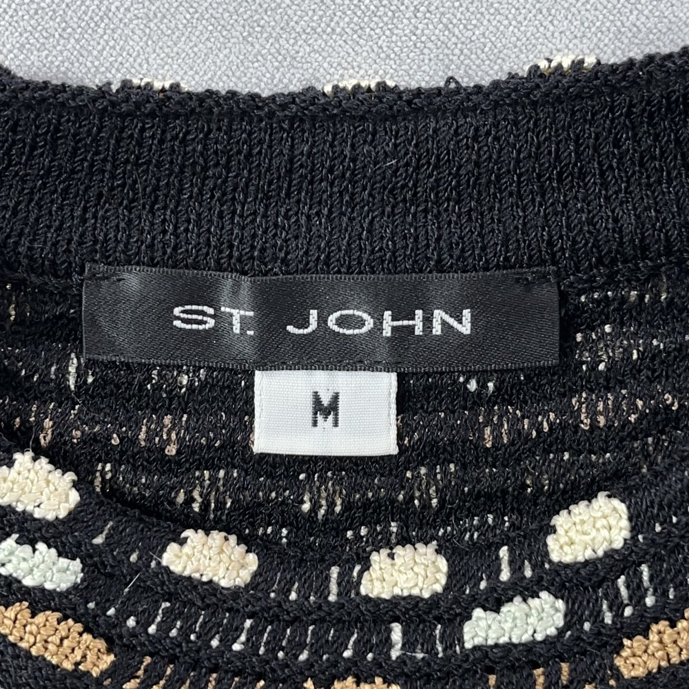 St John Knit Top Women Medium Brown Textured Sleeveless Mock Neck Tank USA - Picture 2 of 12